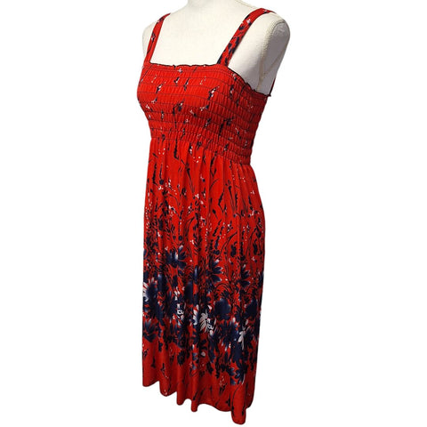 Ace Fashion Stretch Dress Midi Sleeveless Red Blue Womens L XL Summer