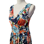 Lands End Dress Floral Sleeveles Wedding Summer Wrap Front Midi Womens Small 6 8