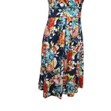 Lands End Dress Floral Sleeveles Wedding Summer Wrap Front Midi Womens Small 6 8