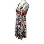 Lands End Dress Floral Sleeveles Wedding Summer Wrap Front Midi Womens Small 6 8