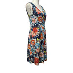 Lands End Dress Floral Sleeveles Wedding Summer Wrap Front Midi Womens Small 6 8