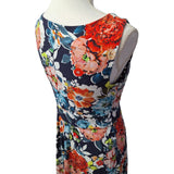 Lands End Dress Floral Sleeveles Wedding Summer Wrap Front Midi Womens Small 6 8