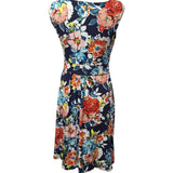 Lands End Dress Floral Sleeveles Wedding Summer Wrap Front Midi Womens Small 6 8