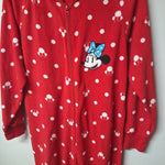 Disney Minnie Mouse Footy Pajamas Hood Ears Red Adult Medium Full Zipper