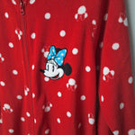 Disney Minnie Mouse Footy Pajamas Hood Ears Red Adult Medium Full Zipper