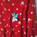 Disney Minnie Mouse Footy Pajamas Hood Ears Red Adult Medium Full Zipper