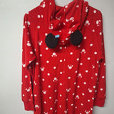 Disney Minnie Mouse Footy Pajamas Hood Ears Red Adult Medium Full Zipper