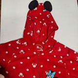 Disney Minnie Mouse Footy Pajamas Hood Ears Red Adult Medium Full Zipper