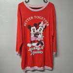 Disney Mickey Minnie Mouse Night Shirt Better Together Soft Red Pink Womens Med