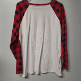 Plaid Let's Get Cozy Shirt Pajama Winter Christmas Womens 1X Red White