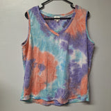 Ava James Tie Dye Tank Top Womens XL Pink Purple V Neck