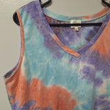 Ava James Tie Dye Tank Top Womens XL Pink Purple V Neck