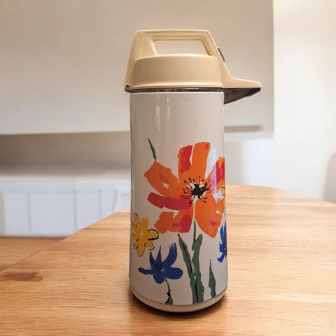 Everest Air Pot Vacuum Pump Thermos Drink Dispenser Vintage Floral Hot Cold