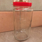 Golden Harvest Glass Canister Red Lid Vintage Tall