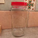 Golden Harvest Glass Canister Red Lid Vintage Tall