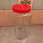 Golden Harvest Glass Canister Red Lid Vintage Tall