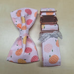 Pink Pumpkin Dog Collar Bowtie Set Rose Gold Fall Autumn Medium Size Pet 20 Inch