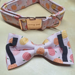 Pink Pumpkin Dog Collar Bowtie Set Rose Gold Fall Autumn Medium Size Pet 20 Inch