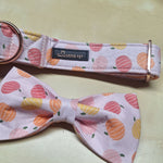 Pink Pumpkin Dog Collar Bowtie Set Rose Gold Fall Autumn Medium Size Pet 20 Inch