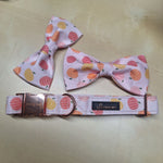 Pink Pumpkin Dog Collar Bowtie Set Rose Gold Fall Autumn Medium Size Pet 20 Inch