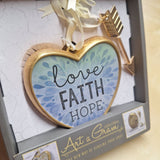 Art A Gram Love Faith Hope Heart Hanging Tabletop Display Gift 4.5 Inch Home