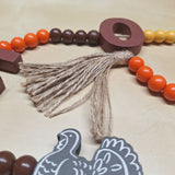 Fall Home Turkey Bead Thanksgiving 40 Inch Tassle Wall Decor Swag Holiday Wood