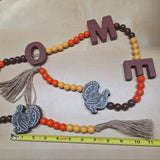 Fall Home Turkey Bead Thanksgiving 40 Inch Tassle Wall Decor Swag Holiday Wood