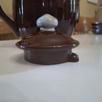 Drip Glaze Teapot Brown Vintage Pottary Japan Lid No Chips 6 Inches Tall