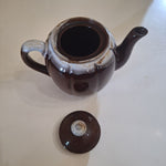 Drip Glaze Teapot Brown Vintage Pottary Japan Lid No Chips 6 Inches Tall