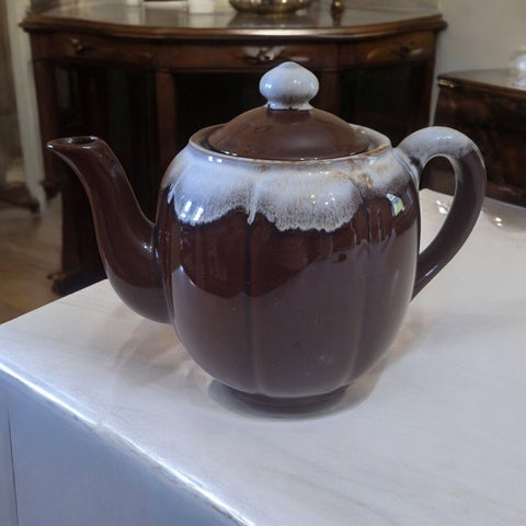 Drip Glaze Teapot Brown Vintage Pottary Japan Lid No Chips 6 Inches Tall