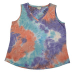 Ava James Tie Dye Tank Top Womens XL Pink Purple V Neck