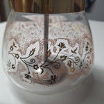 Perc King Handcraft Glass Percolator Pink Rose Gold Vintage 8 Cup Handle Floral