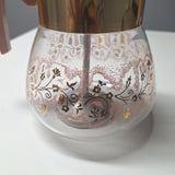 Perc King Handcraft Glass Percolator Pink Rose Gold Vintage 8 Cup Handle Floral