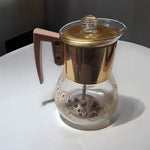 Perc King Handcraft Glass Percolator Pink Rose Gold Vintage 8 Cup Handle Floral