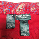 Lauren Jeans Co Ralph Capri Pants Womens 10 Red Paisley Print Chino Cropped 90s