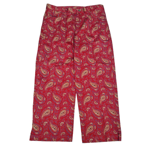 Lauren Jeans Co Ralph Capri Pants Womens 10 Red Paisley Print Chino Cropped 90s