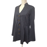 Soft Surroundings Blazer Jacket Buttoned Pleated Gray Womens Medium Business