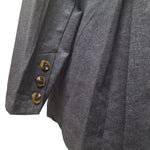 Soft Surroundings Blazer Jacket Buttoned Pleated Gray Womens Medium Business