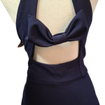 Speechless Dress Blue Sleeveless Open Back Pocket Junior XL Zip Side Halter Navy