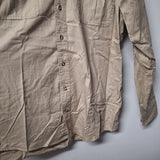 Cabelas Button Down Shirt Tan Bonus Zipper Pocket Men Large Tall Big Long Sleeve