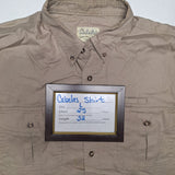 Cabelas Button Down Shirt Tan Bonus Zipper Pocket Men Large Tall Big Long Sleeve