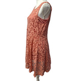 Free People Lace Dress Orange Peach Slip Layers Sleeveless Womens Small Coral