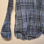 Lucky Brand Button Down Shirt Lightweight Blue Plaid Womens XS Thin Sheer