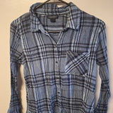 Lucky Brand Button Down Shirt Lightweight Blue Plaid Womens XS Thin Sheer