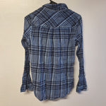 Lucky Brand Button Down Shirt Lightweight Blue Plaid Womens XS Thin Sheer