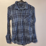 Lucky Brand Button Down Shirt Lightweight Blue Plaid Womens XS Thin Sheer