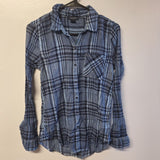 Lucky Brand Button Down Shirt Lightweight Blue Plaid Womens XS Thin Sheer