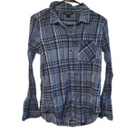 Lucky Brand Button Down Shirt Lightweight Blue Plaid Womens XS Thin Sheer