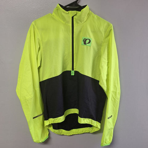 Pearl Izumi Bright Reflective Cycling Jacket Yellow Black Collared Womens Small