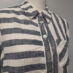 Soft Surroundings Button Down Linen Shirt Top Collared Womens Medium Stripes